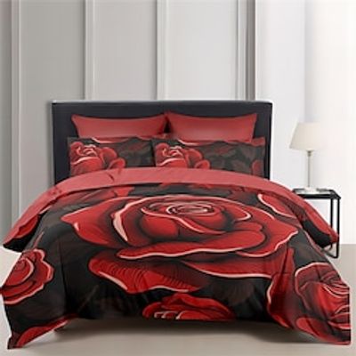 Roses Floral Pattern Duvet Cover Set Soft Microfiber 3-Piece Luxury Weighted Bedding Set Home Decor Gift Lightinthebox