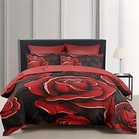 Roses Floral Pattern Duvet Cover Set Soft Microfiber 3-Piece Luxury Weighted Bedding Set Home Decor Gift Lightinthebox - thumbnail