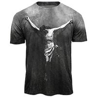 Graphic Jesus Daily Designer Retro Vintage Men's 3D Print T shirt Tee Sports Outdoor Holiday Going out Easter T shirt Black Blue Brown Short Sleeve Crew Neck Shirt Spring Summer Clothing Apparel S Lightinthebox