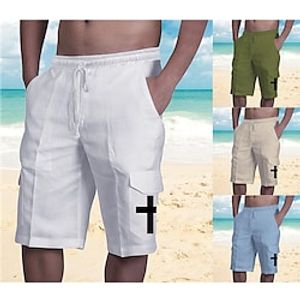 Men's Shorts Beach Shorts Drawstring Elastic Waist Multiple Pockets Graphic Breathable Soft Short Casual Daily Holiday Streetwear Designer Green Blue Micro-elastic Lightinthebox