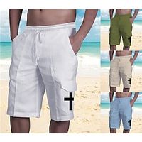 Men's Shorts Beach Shorts Drawstring Elastic Waist Multiple Pockets Graphic Breathable Soft Short Casual Daily Holiday Streetwear Designer Green Blue Micro-elastic Lightinthebox - thumbnail