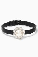 Crystal and Pearl Choker in Leather Crystal and Pearl Choker in Leather
