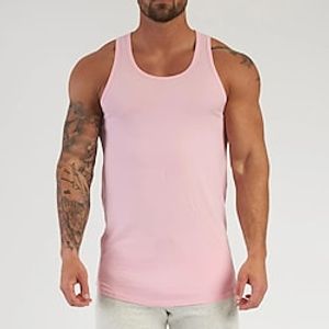 Men's Tank Top Vest Top Undershirt Sleeveless Shirt Plain U Neck Sport Indoor Sleeveless Clothing Apparel Casual Comfort miniinthebox