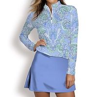 Women's Polo Shirt Golf Shirt Breathable Quick Dry Moisture Wicking Long Sleeve Golf Apparel Golf Clothes Regular Fit Zipper Stand Collar Paisley Spring Autumn Tennis Golf Pickleball Lightinthebox - thumbnail