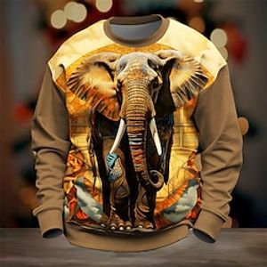 Graphic Animal Men's Fashion 3D Print Golf Pullover Sweatshirt Holiday Vacation Going out Sweatshirts Red Blue Crew Neck Print Spring   Fall Designer Hoodie Sweatshirt Lightinthebox