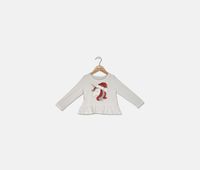 Toddler Girl Santa Unicorn Peplum Ruffle Top  White - thumbnail