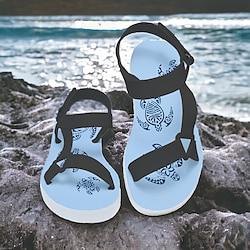 Men's Sandals Print Shoes Flat Sandals Fashion Sandals Sporty Sandals Sporty Casual Beach Outdoor Daily Vacation PVC Waterproof Breathable Comfortable Magic Tape Black White Blue Summer Lightinthebox