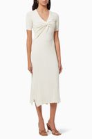 Layered Wrap Sweater Dress in Rib-knit