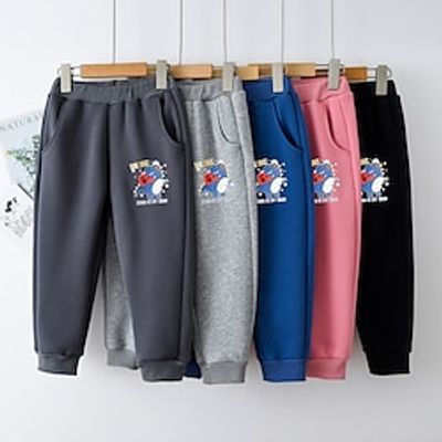 Kids Boys Pants Trousers Pocket Solid Color Keep Warm Comfort Pants School Sports Daily Black Pink Blue Lightinthebox