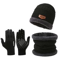 Unisex Beanie Hat Knit Beanie Beanies Scarf and Hat Black Red polyester fibre Travel Outdoor Vacation Plain Windproof Warm miniinthebox - thumbnail