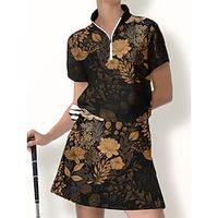 Women's Polo Shirt Golf Shirt Breathable Quick Dry Moisture Wicking Short Sleeve Golf Apparel Golf Clothes Regular Fit Zipper Stand Collar Floral Summer Tennis Golf Pickleball Lightinthebox - thumbnail