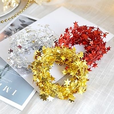 Christmas Decoration Wire Five Pointed Stars Colorful Bars Lafite Grass Festive Party Props Decorative Items Diy miniinthebox