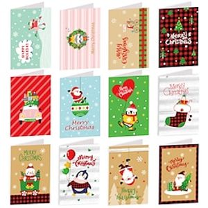6pcs Holiday Christmas Cards Kits, with Envelopes and Sticker Greeting Cards Set Merry Christmas Card Seasonal Greeting Card for Family Friends Gift miniinthebox
