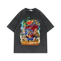 One Piece Monkey D. Luffy Roronoa Zoro T-shirt Oversized Acid Washed Tee Print Graphic T-shirt For Men's Women's Unisex Adults' Hot Stamping 100% Polyester Casual Daily miniinthebox