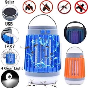 Solar Mosquito Killer Lamp 3 In1 LED Solar Power Bug Zapper with USB Rechargeable Battery IP67 Waterproof SOS Emergency for HomeCampingOutdoorsGnatsBackyardPatio Lightinthebox