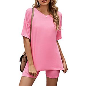 Women's Home Cotton Normal Leisure Crew Neck Loungewear Short Sleeve Stylish Spring  Summer Solid Color S Black Lightinthebox