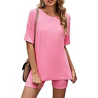 Women's Home Cotton Normal Leisure Crew Neck Loungewear Short Sleeve Stylish Spring  Summer Solid Color S Black Lightinthebox - thumbnail