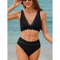 Women's Swimwear Bikini Normal Swimsuit 2 Piece Plain Beach Wear Holiday Bathing Suits Lightinthebox