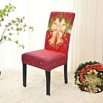 Christmas Chair Covers for Dining Room, Merry Christmas Santa Claus Dwarf Removable Stretch Chair Protector Washable Kitchen Seat Slipcover with Elastic Band for Christmas Party Lightinthebox