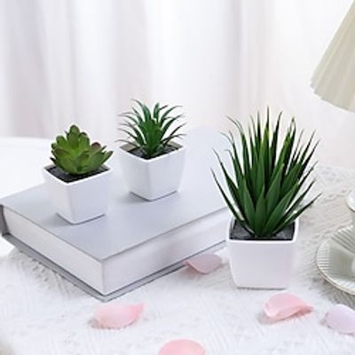 3pcsSet Evergreen Plants Simulating Plastic Mini Potted Plants Suitable For Decorating Homes Kitchens Restaurants Tabletops Windowsills Bookshelves Courtyards Gardens And Offices Lightinthebox