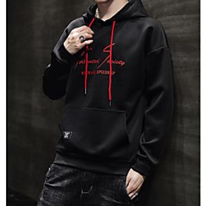 Men's Pullover Hoodie Sweatshirt Letter Hooded Casual Hoodies Sweatshirts  Long Sleeve Loose Gray White Black miniinthebox