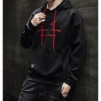 Men's Pullover Hoodie Sweatshirt Letter Hooded Casual Hoodies Sweatshirts  Long Sleeve Loose Gray White Black miniinthebox - thumbnail