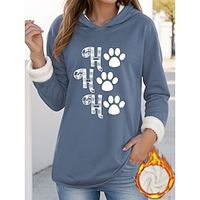 Women's Hoodie Sweatshirt Pullover Sherpa Fleece Lined Graphic Warm Fashion Print Black Dark Pink Blue Casual Sports Hoodie Long Sleeve Top Micro-elastic Fall  Winter Lightinthebox - thumbnail