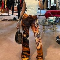 Punk  Gothic Y2K Straight Leg Pants High Waist Tiger Women's Cosplay Costume Carnival Carnival Pants Lightinthebox - thumbnail