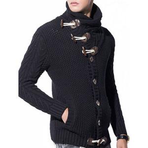 Button Design High Collar Casual Sweater