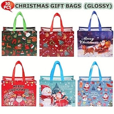 30pcs Large Christmas Tote Gift Bags With Handles For Reusable Non-woven Gift Bag Presents Big Grocery Shopping Totes Holiday Party Favor Good Bags Lightinthebox 30pcs Large Christmas Tote Gift Bags With Handles For Reusable Non-woven Gift Bag Presents Big Grocery Shopping Totes Holiday Party Favor Good Bags Lightinthebox