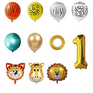 Forest Cartoon Animal Aluminum Foil First Birthday Decoration Scene Layout Latex Balloon Set Lightinthebox