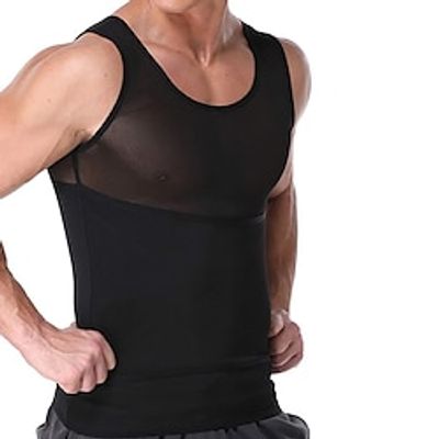 Men's T shirt Tee Compression Tank Body Shaper Compression Tops Men Tops Crew Neck Sleeveless Sports  Outdoor Vacation Going out Casual Daily Gym Quick dry Breathable Soft Plain Black White Lightinthebox