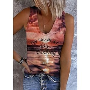 Women's Tank Top Yellow Red Purple Graphic Print Sleeveless Casual Holiday Tropical U Neck Regular S Lightinthebox