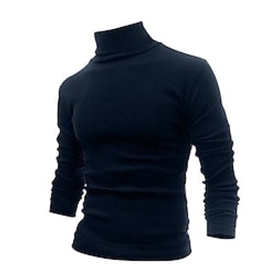 Men's Pullover Sweater Jumper Knit Sweater Ribbed Knit Knitted Plain Mock Neck Basic Keep Warm Daily Wear Vacation Clothing Apparel Fall  Winter Black Wine M L XL Lightinthebox
