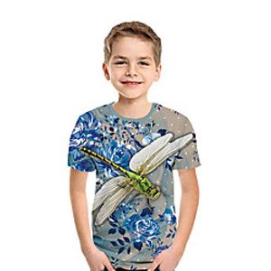 Kids Boys' T shirt Tee Short Sleeve 3D Print Animal Blue Children Tops Summer Active Daily Wear Regular Fit 3-12 Years miniinthebox