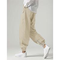 Men's Linen Pants Trousers Summer Pants Zipper Split Front Pocket Plain Comfort Breathable Ankle-Length Casual Daily Holiday Fashion Basic Black White Lightinthebox