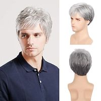 Gray Wigs for Men Synthetic Wig Straight Short Bob Wig Short Silver Grey Synthetic Hair Men'S Cosplay Party Fashion Silver Dark Gray Lightinthebox - thumbnail