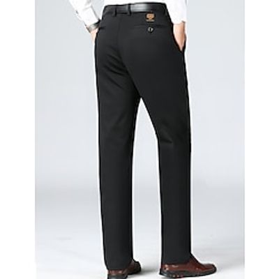 Men's Dress Pants Trousers Suit Pants Pocket Plain Comfort Breathable Outdoor Daily Going out Fashion Casual Black Dark Blue miniinthebox
