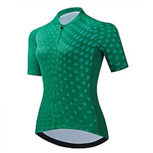 21Grams Women's Short Sleeve Cycling Jersey Summer Spandex Green Dot Bike Top Mountain Bike MTB Road Bike Cycling Quick Dry Moisture Wicking Sports Clothing Apparel  Stretchy  Athleisure Lightinthebox