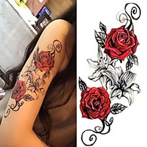 3 Pcs Tattoo Stickers Temporary Tattoos Flower Series Romantic Series Body Arts Body Shoulder Leg Lightinthebox