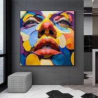 Handpainted Colorful Facial Paintings Woman Face Painting On Canvas Graffiti Girl Wall Art Modern Decor Abstract Portrait Artwork No Frame Lightinthebox