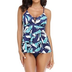 Women's Swimwear Tankini 2 Piece Normal Swimsuit 2 Piece Printing Graphic Pink Blue Tank Top Bathing Suits Sports Summer Lightinthebox