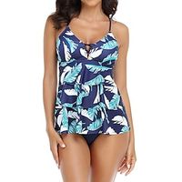 Women's Swimwear Tankini 2 Piece Normal Swimsuit 2 Piece Printing Graphic Pink Blue Tank Top Bathing Suits Sports Summer Lightinthebox - thumbnail