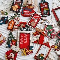 Christmas Decorations Wooden Small Pendants Christmas Trees Painted Elderly People Snowman Socks Gift Bags Pendants Lightinthebox - thumbnail