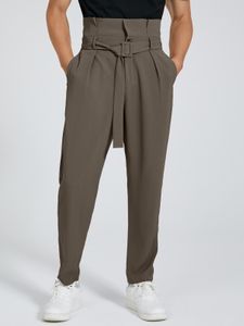 Men Fashion Vintage Belt Design High Waist Gurkha Pants
