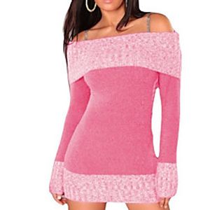Women's Color Block Pullover Long Sleeve Sweater Cardigans Off Shoulder Fall Winter White Black Blue miniinthebox