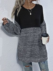 Casual Round Neck Pullover Contrast Sweater