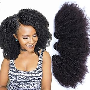 3 Bundles Hair Weaves Mongolian Hair Afro Curly Human Hair Extensions Remy Human Hair 100% Remy Hair Weave Bundles 300 g Natural Color Hair Weaves / Hair Bulk Human Hair Extensions 10-24 inch Natural miniinthebox