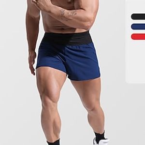 Men's Athletic Shorts Running Shorts Gym Shorts Sports Going out Weekend Breathable Quick Dry Running Casual Pocket Plain Knee Length Gymnatics Activewear Black Red Micro-elastic Lightinthebox