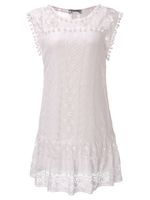 Sexy Lace Crochet Sleeveless Transparent White Women Mini Dress